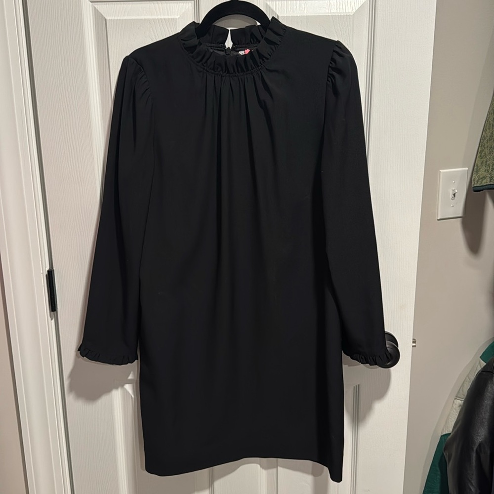 JCrew Black Ruffle Neck Dress
